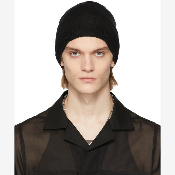 Rick Owens Black Cashmere Beanie - Picture 2 of 5